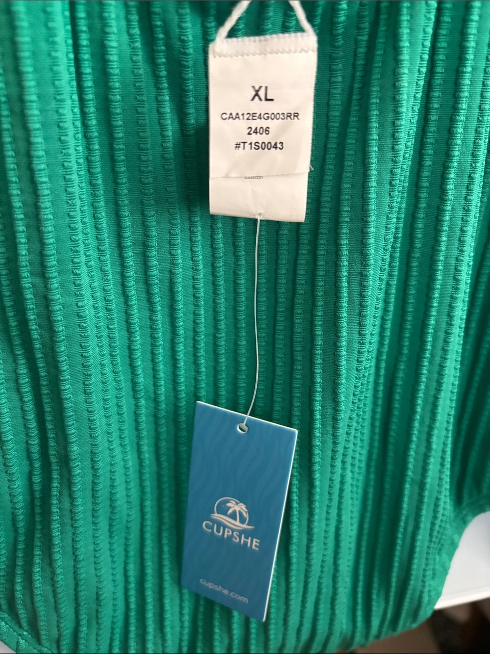 Cupshe: Emerald Ribbed One-Piece Swimsuit - Picture 2 of 5